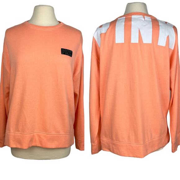 PINK | Peach Relaxed Fit Cotton Blend Comfy Sweatshirt | Women's Small - Picture 1 of 10